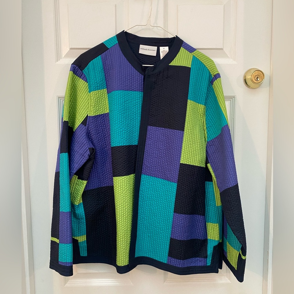 Alfred Dunner Navy, Purple, Green Quilted Jacket - Size 18